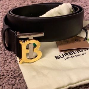 Burberry Black Monogram Leather Belt
